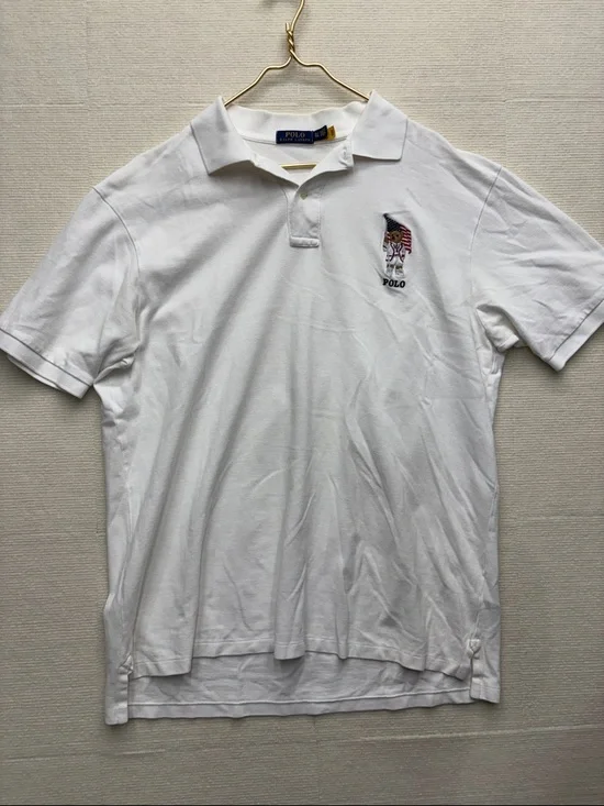 Polo by Ralph Lauren White Short-Sleeve Polo with Patriotic Bear Embroidery - Picture 1 of 6